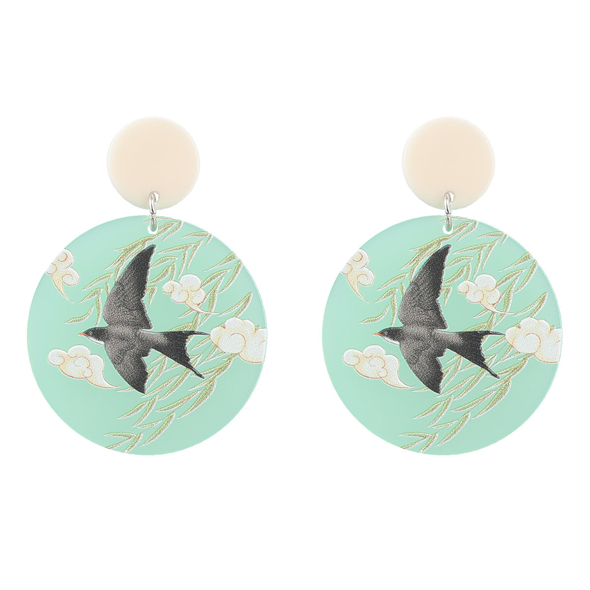 Venta al por mayor Pendientes redondos de aleación de placa de ácido acético